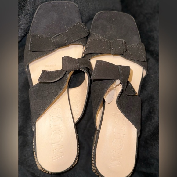 Wonders Black Suede Mules with Crisscross Straps - Picture 7 of 13